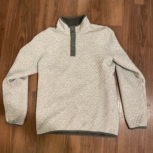 Marine Layer Men's Quilted Quarter Button Pullover Sweatshirt - Grey - Medium
